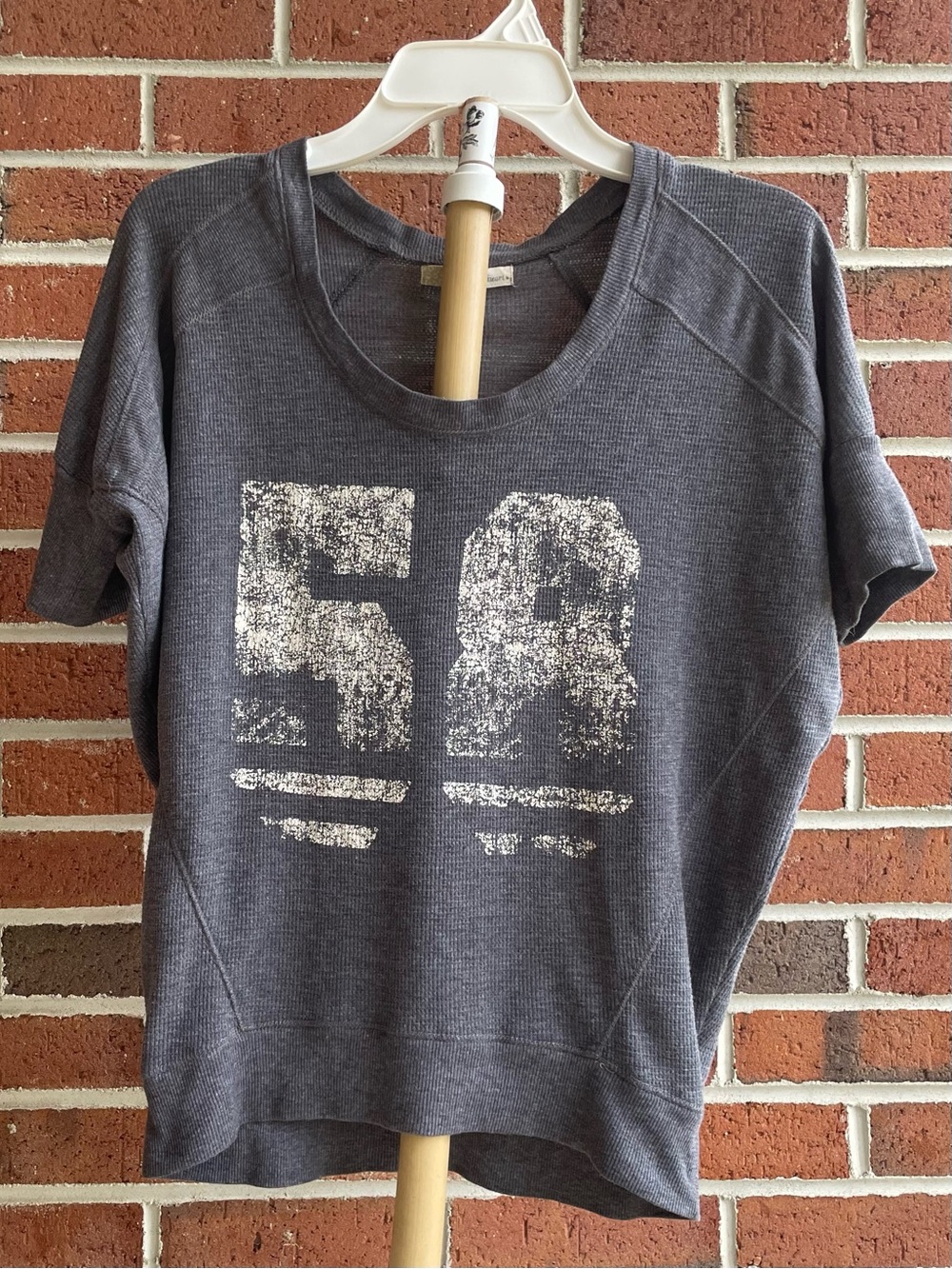 Derek Heart Grey Graphic '58' Short Sleeve Waffle-Knit Top